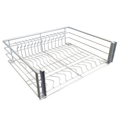 PULL OUT DISH BASKET, FOR 600MM CABINET, SOFT CLOSING, FROSTED NICKEL